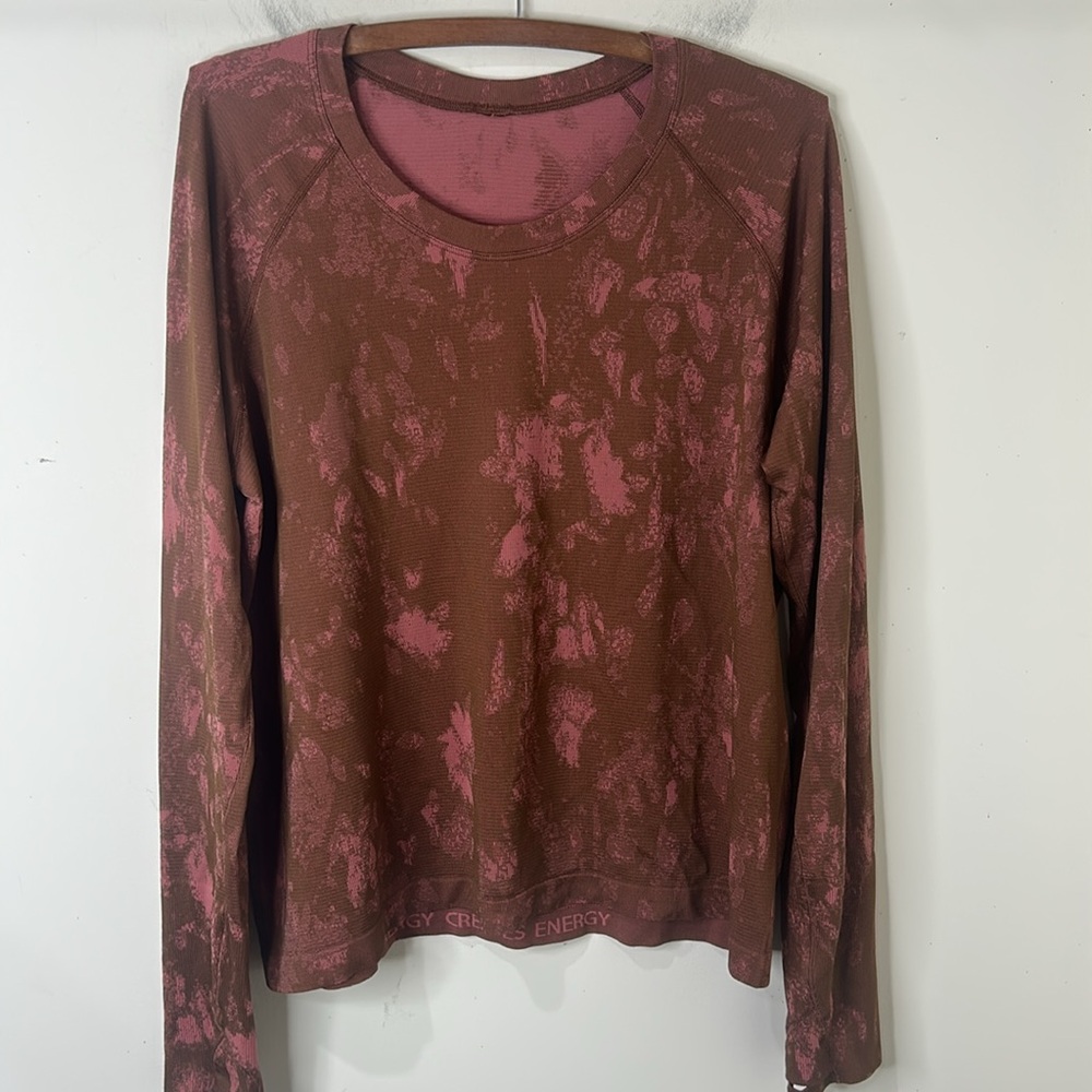 Lululemon Swiftly Tech Shirt 2.0 Shadow Bloom Roasted Brown/Brier Rose Size 16 - Picture 16 of 16